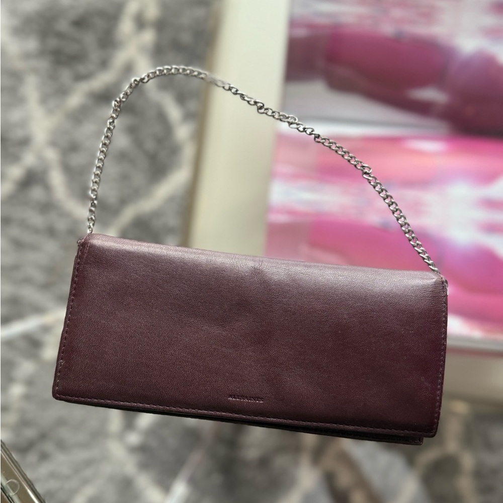 Allsaints Burgundy Wallet with Chain Strap